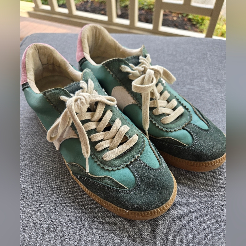 Dolce Vita Green/Pink Suede Sneakers, Size 8